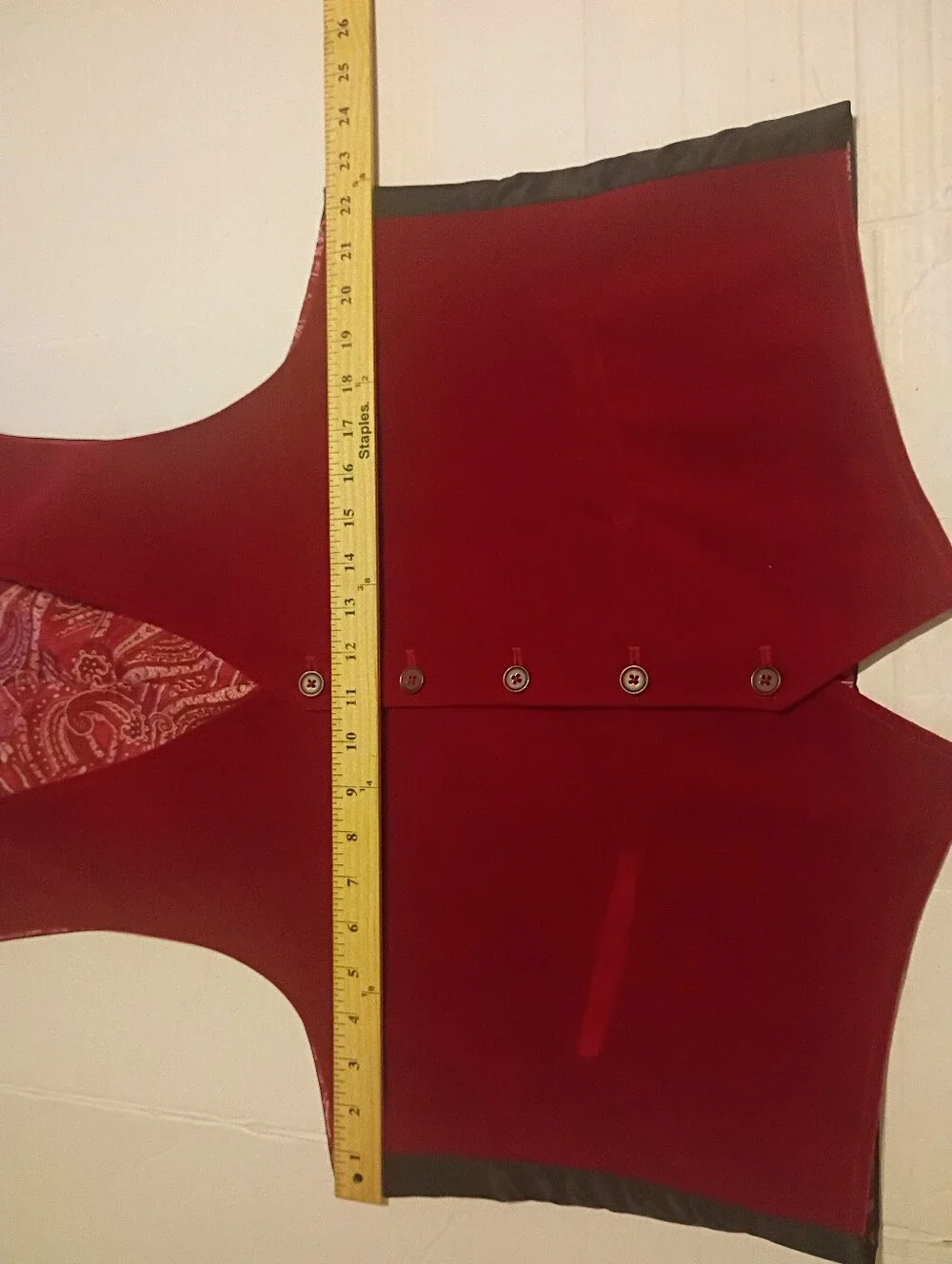 Madison Men's Red Velvet Dress Vest with Paisley Lining Sz L